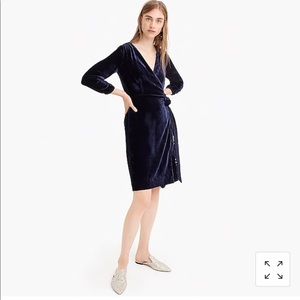 Jcrew navy velvet wrap dress